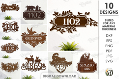 House number signs Bundle Laser cut. Street name plaque SVG Product Image 1