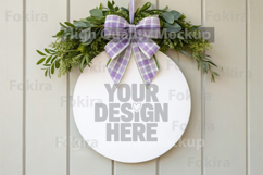 Easter Round Wood Sign Mockup - Door Wood Sign Product Image 1