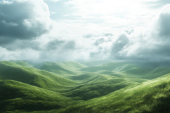 Green Hills and Cloudy Sky Background Wallpaper Product Image 1
