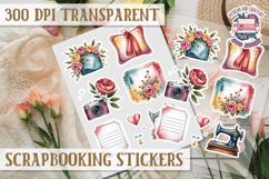 Scrapbooking sticker sheet Cute Funny PNG Watercolor School Product Image 1