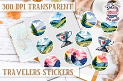 Travel sticker sheet Outdoor Scrapbook PNG Wanderlust Camp Product Image 1
