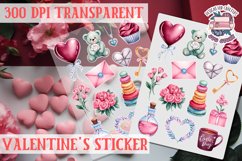 Love sticker Sheet Valentine Day Lovers Funny Heart PNG Product Image 1