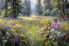 Field of Wildflowers Background Wallpaper Product Image 1