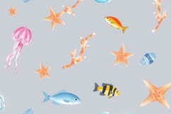 Undersea Seashells Starfish Background Product Image 1