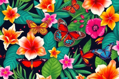 Colorful Flower Leaves Butterfly Background Product Image 1