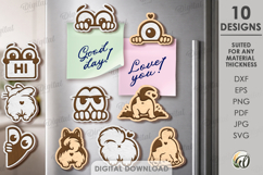 Funny Wooden Magnets Bundle Laser Cut. Fridge Magnet SVG Product Image 1