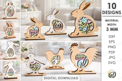 3D Easter Decorations Bundle Laser Cut. Stand Decor SVG Product Image 1