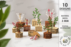 Wooden Floral Boxes Bundle Laser Cut. Storage Boxes SVG Product Image 1