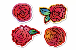 Watercolor Roses Stickers | Watercolor Flower Stickers Product Image 2