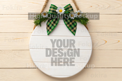 Spring Round Wood Sign Mockup - Door Wood Sign Product Image 1
