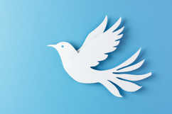 White Paper Dove with Blue Background Wallpaper Product Image 1