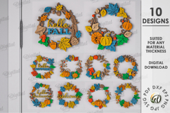 Autumn Wreaths Bundle Laser Cut . Fall Wreath Decor SVG Product Image 1