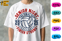 Volleyball Senior Night Svg, Png, Class 2025, Finish Strong Product Image 1