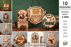 Hunting and fishing Trackers Bundle Laser Cut. Hunter Log Product Image 1