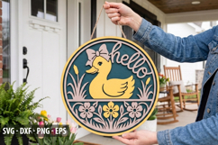 Hello Summer Round Sign SVG - Laser Cut Design Product Image 1