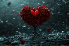Red Heart Tree Background Wallpaper Product Image 1