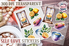 Self Love sticker sheet Scrapbook PNG Nature Watercolor Yoga Product Image 1