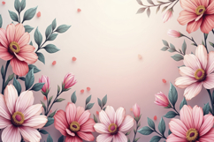 Pink Floral Border background Product Image 1