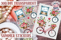 Summer Vibes sticker sheet Beach Scrapbook PNG Flowers Product Image 1