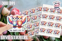 Love sticker Sheet Valentine Day Cute Animals Quote PNG Product Image 1