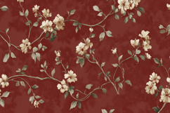 Floral Pattern on a Red Background Wallpaper Product Image 1