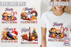 HalloThanksMas Sublimation T Shirt Design PNG 4 designs Product Image 1