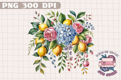 Lemon Sublimation Watercolor PNG Clipart Fruits Flowers Product Image 1