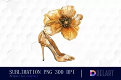 Gold High Heel With Flower Illustration PNG Clipart Product Image 1