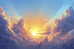 Sunset over the Clouds Background Wallpaper Product Image 1