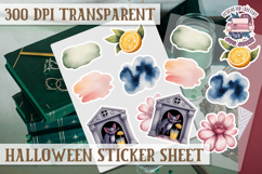 Halloween sticker sheet Creepy Scrapbook PNG Funny Skulls Product Image 1