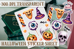Halloween sticker sheet Creepy Scrapbook PNG Funny Skulls Product Image 1