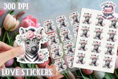 Spring sticker Cute animal with flowers Love PNG Funny Product Image 1