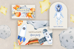 Watercolor Space Animals Clipart Cosmic Safari Set. Patterns Product Image 9