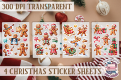 Christmas Gingerbread mans Watercolor Sticker Sheet Winter Product Image 1