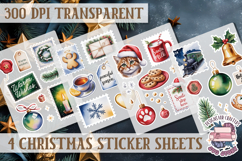 Christmas Watercolor Sticker Sheet Winter 4 PNG Product Image 1