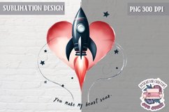 Valentine&#039;s Sublimation Design PNG Cute Space Astronauts Product Image 1