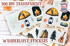 Travel sticker sheet Outdoor Scrapbook PNG Wanderlust Camp Product Image 1