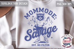Mom Life Quote Sublimation Design PNG Clipart Funny Raccoon Product Image 1