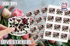 Love sticker Sheet Valentine Day Lovers Gothic Skull PNG Product Image 1