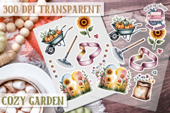 Cozy Garden sticker sheet Flowers Botanical PNG Cute Product Image 1