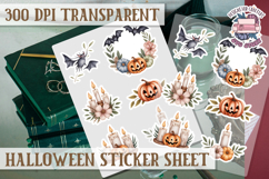 Halloween sticker sheet Creepy Scrapbook PNG Funny Skulls Product Image 1