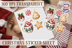 Christmas Watercolor Sticker Sheet Winter Cute Holiday PNG Product Image 1