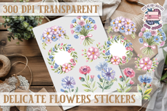 Summer sticker Delicate Scrapbook PNG Flowers Botanical Product Image 1