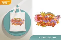Feeling Groovy with Flowers Retro Style Sublimation PNG Product Image 1