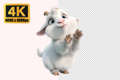 White Baby Goat Transparent PNG Product Image 1