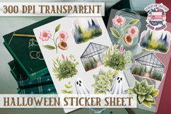 Halloween sticker sheet Creepy Scrapbook PNG Funny Skulls Product Image 1