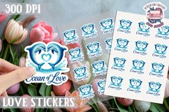 Love sticker Sheet Valentine Day Cute Animals Quote PNG Product Image 1