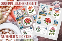 Summer sticker sheet Beach Scrapbook PNG Flowers Vibe Product Image 1