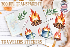 Travel sticker sheet Outdoor Scrapbook PNG Wanderlust Camp Product Image 1