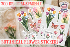 Flowers sticker sheet Spring Botanical Summer Scrapbook PNG Product Image 1